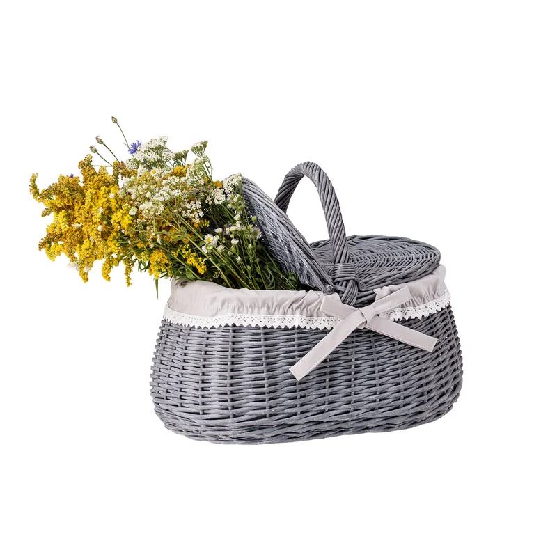 Kardia wicker picnic basket, shopping basket with lid and trim TheWickerStories