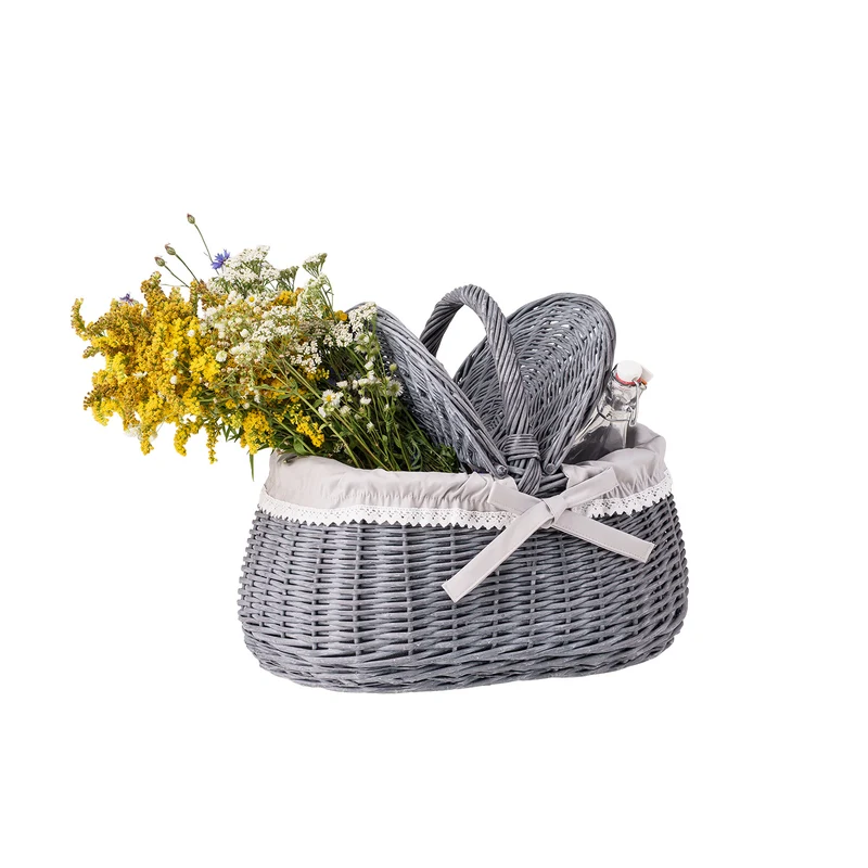 Kardia wicker picnic basket, shopping basket with lid and trim TheWickerStories