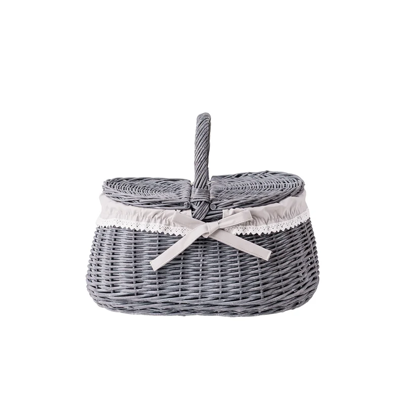 Kardia wicker picnic basket, shopping basket with lid and trim TheWickerStories