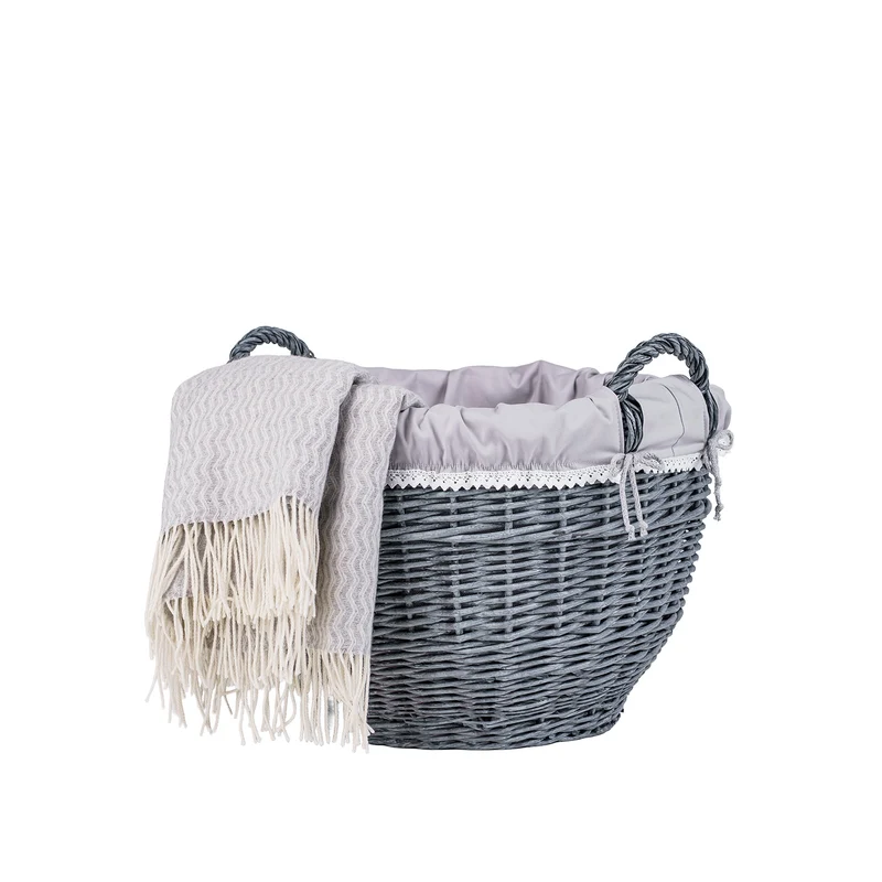 Viloria wicker laundry basket with gray lining TheWickerStories
