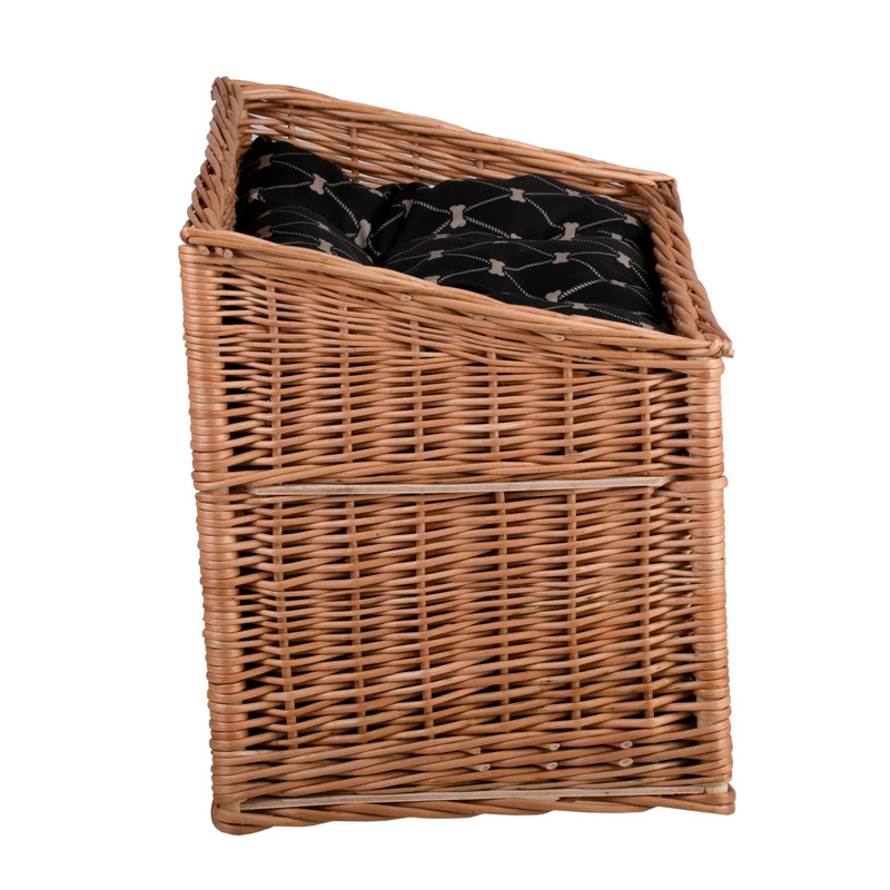 Estrella wicker cat house, two-tier, with two waterproof cushions and a small window TheWickerStories