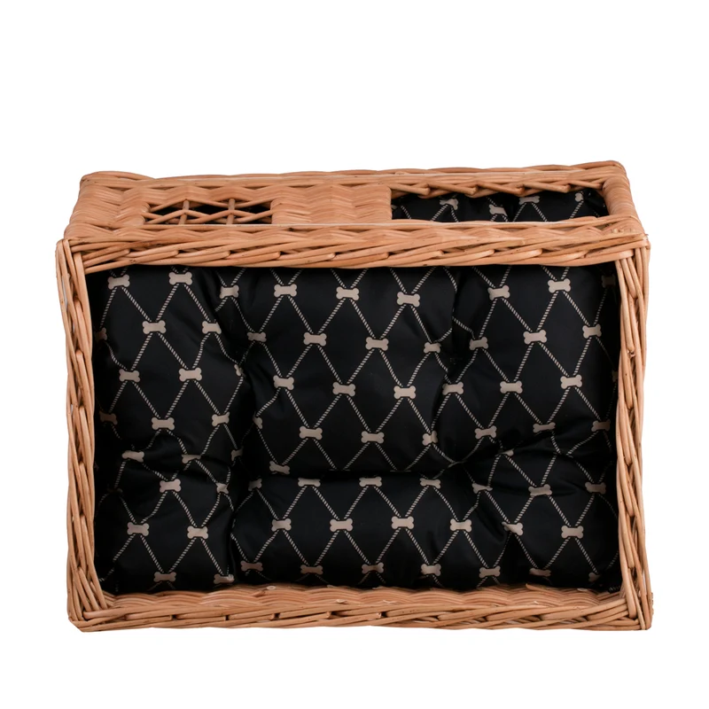 Estrella wicker cat house, two-tier, with two waterproof cushions and a small window TheWickerStories