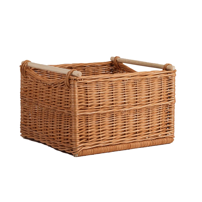 Falor wicker basket for storage and transport with wooden handles TheWickerStories