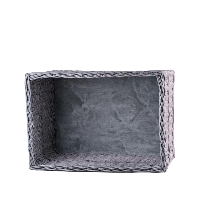 Cervus large rectangular wicker storage basket, display basket with trim TheWickerStories