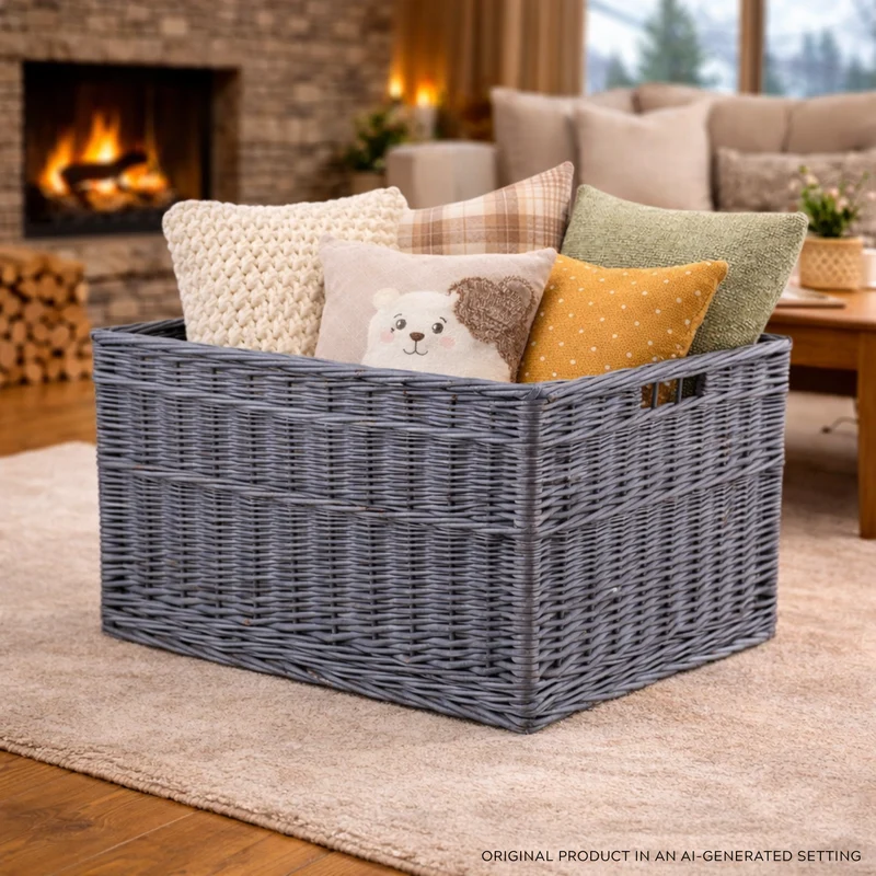 Cervus large rectangular storage basket, wicker display basket TheWickerStories
