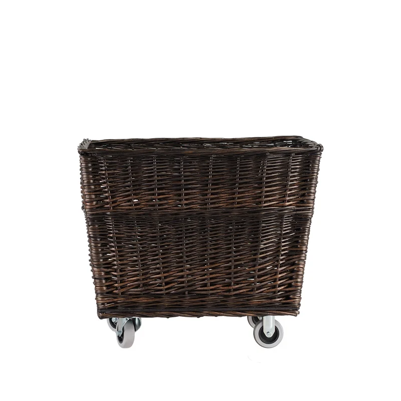 Cervus large, rectangular, mobile storage basket, wicker basket for display TheWickerStories
