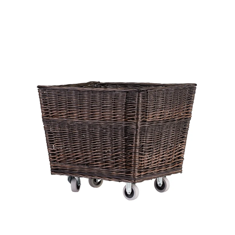 Cervus large, rectangular, mobile storage basket, wicker basket for display TheWickerStories
