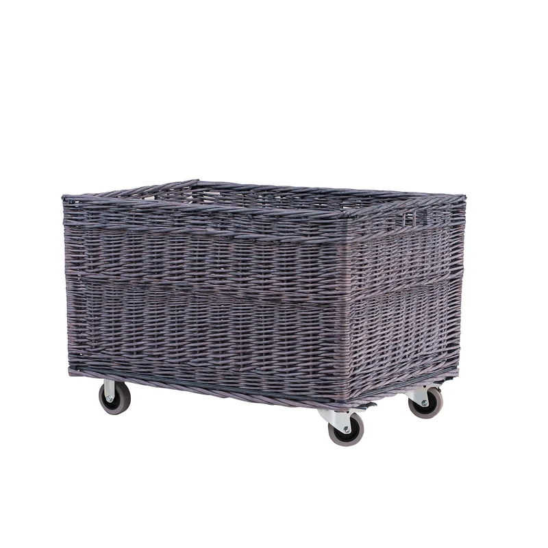 Cervus large rectangular mobile storage basket, wicker display basket TheWickerStories