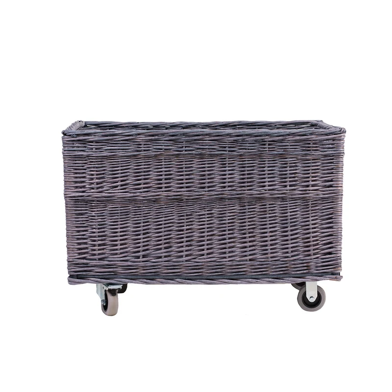 Cervus large rectangular mobile storage basket, wicker display basket TheWickerStories