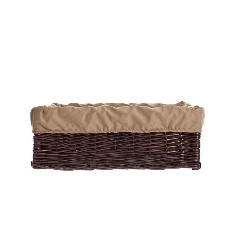 Epimoria wicker pet bed for dogs and cats with beige trim and soft cushion TheWickerStories