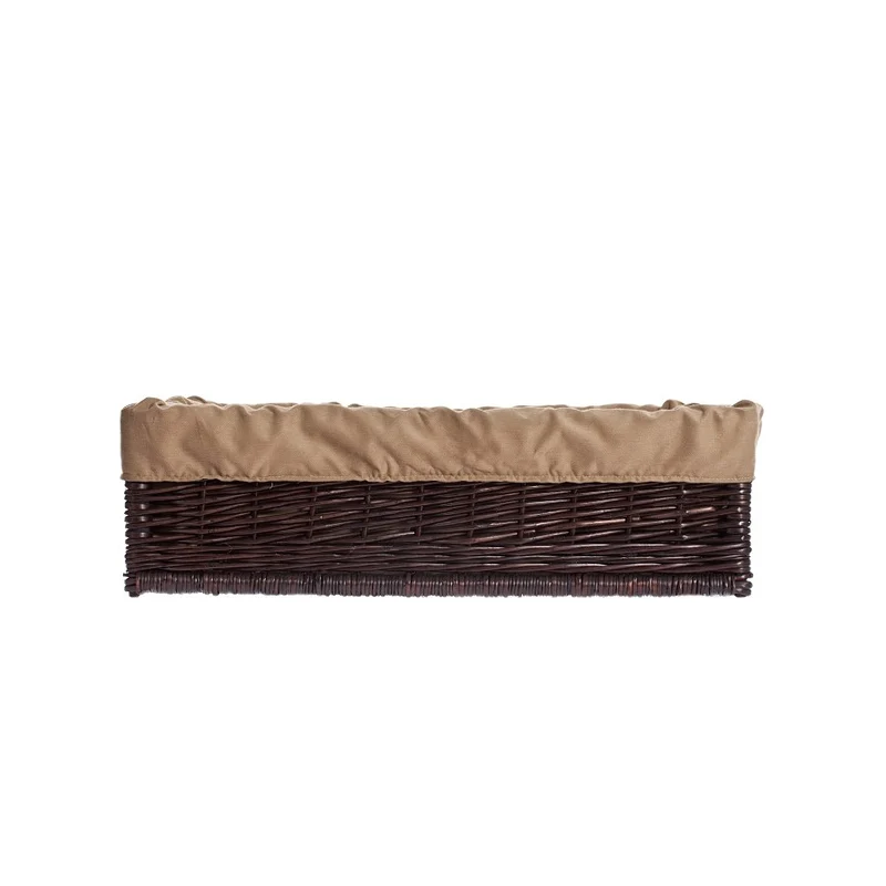 Epimoria wicker pet bed for dogs and cats with beige trim and soft cushion TheWickerStories