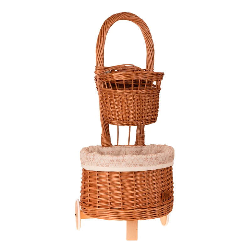 Acer wicker plant basket with cream trim on wheels TheWickerStories