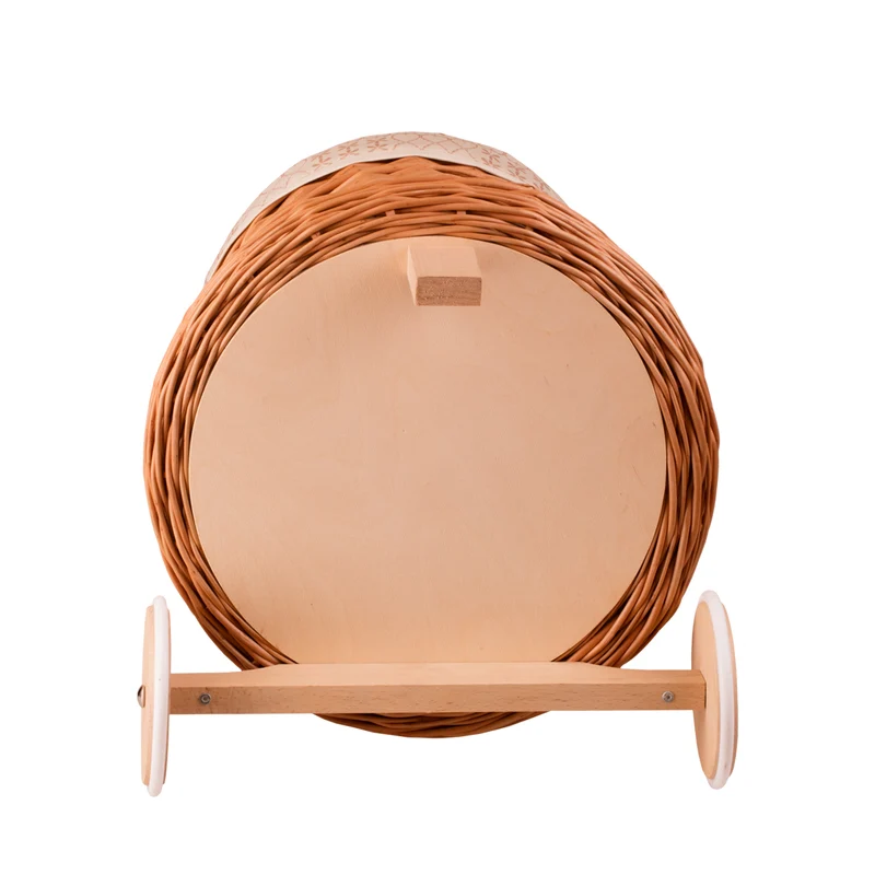Betula wicker storage basket with cream lining, handle and wheels TheWickerStories