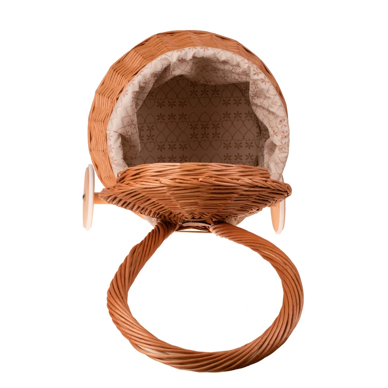 Betula wicker storage basket with cream lining, handle and wheels TheWickerStories