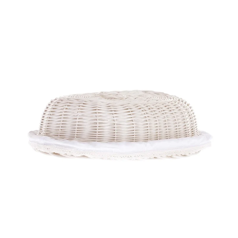 Lupus wicker bread box for bread with cream trim, with lid and decorative bow TheWickerStories