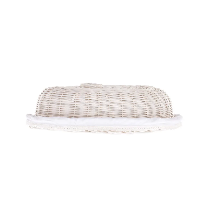 Lupus wicker bread box for bread with cream trim, with lid and decorative bow TheWickerStories
