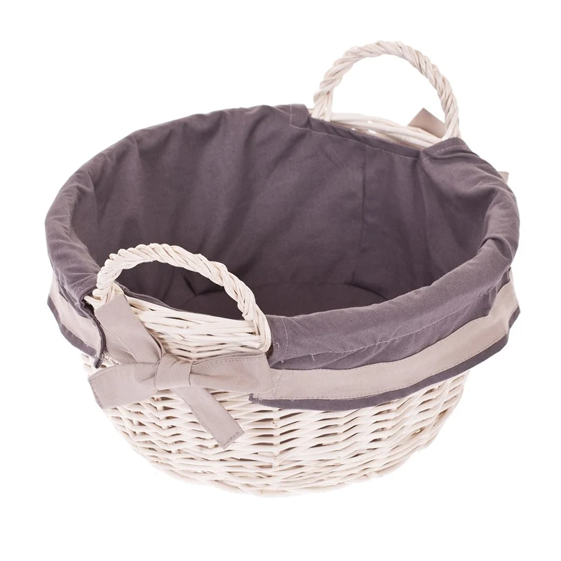 Marnel wicker storage basket with gray trim and handles TheWickerStories
