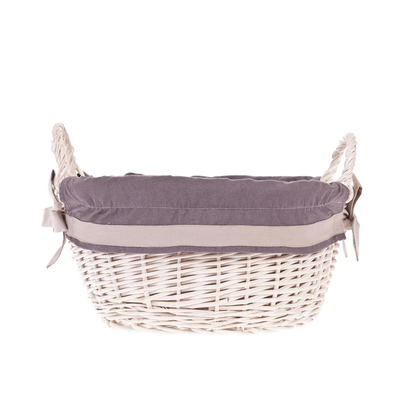 Marnel wicker storage basket with gray trim and handles TheWickerStories
