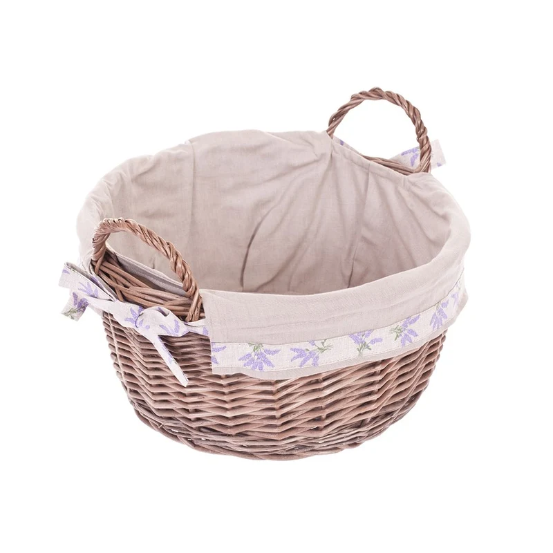 Marnel wicker storage basket for small items with beige trim and handles from TheWickerStories