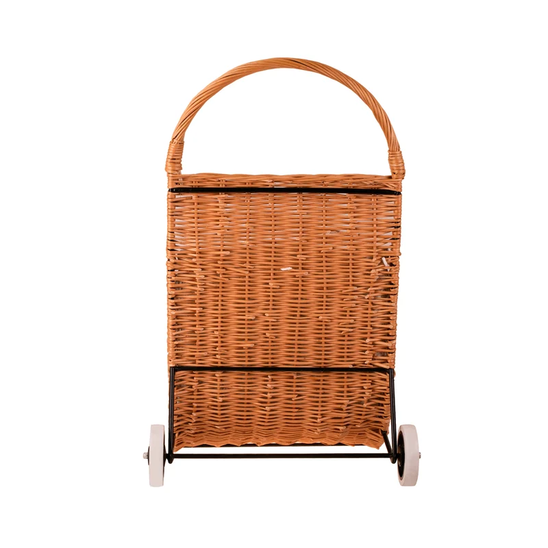 Quercus wicker firewood basket with cream trim, on casters TheWickerStories