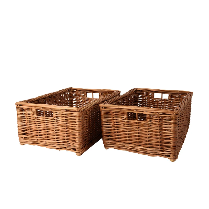 Taros wicker box, basket for shelf and ledge, wicker display storage basket, set of 2 TheWickerStories