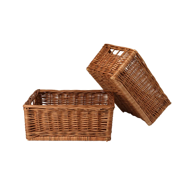 Taros wicker box, basket for shelf and ledge, wicker display storage basket, set of 2 TheWickerStories