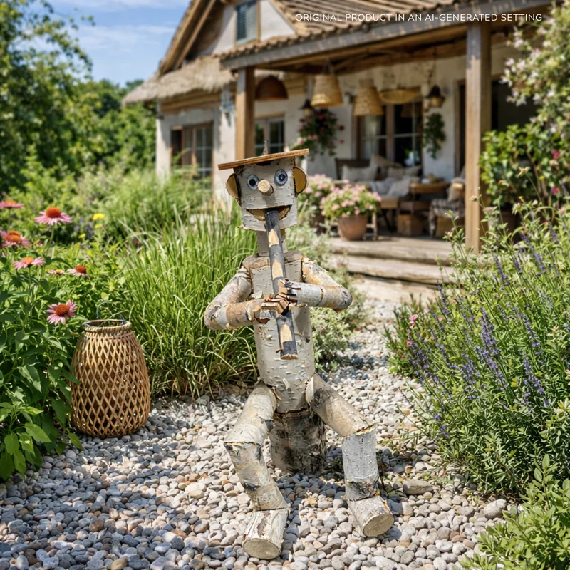 Lignum wooden decorative birch figurine for the garden TheWickerStories