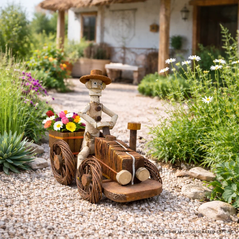 Lignum decorative figurine with planter for the garden TheWickerStories