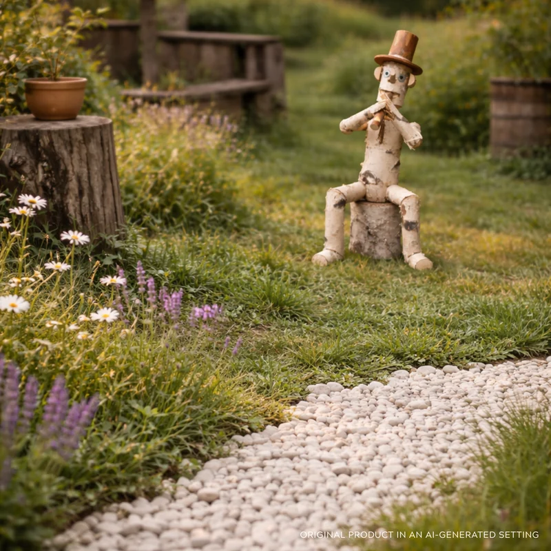 Lignum wooden decorative birch figurine for the garden TheWickerStories