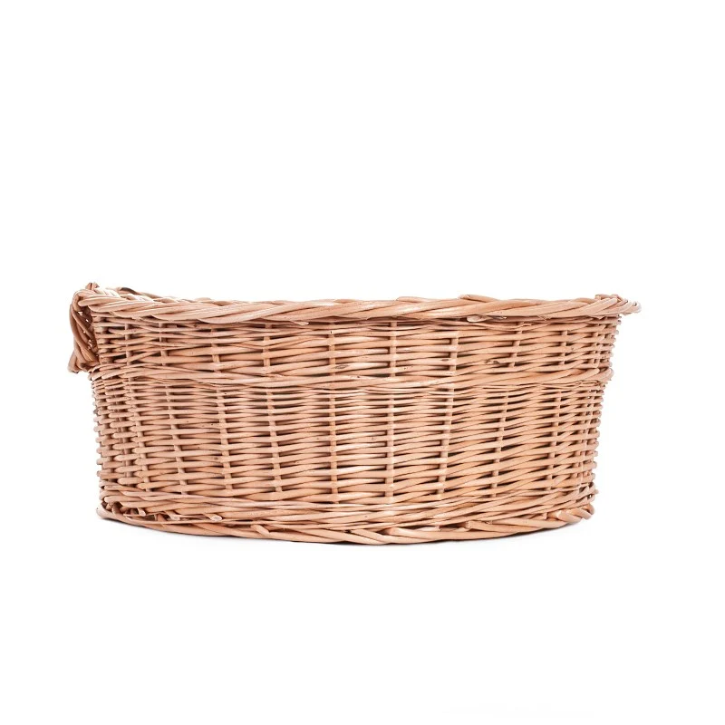 Esmira wicker basket for dog and cat with brown cushion TheWickerStories