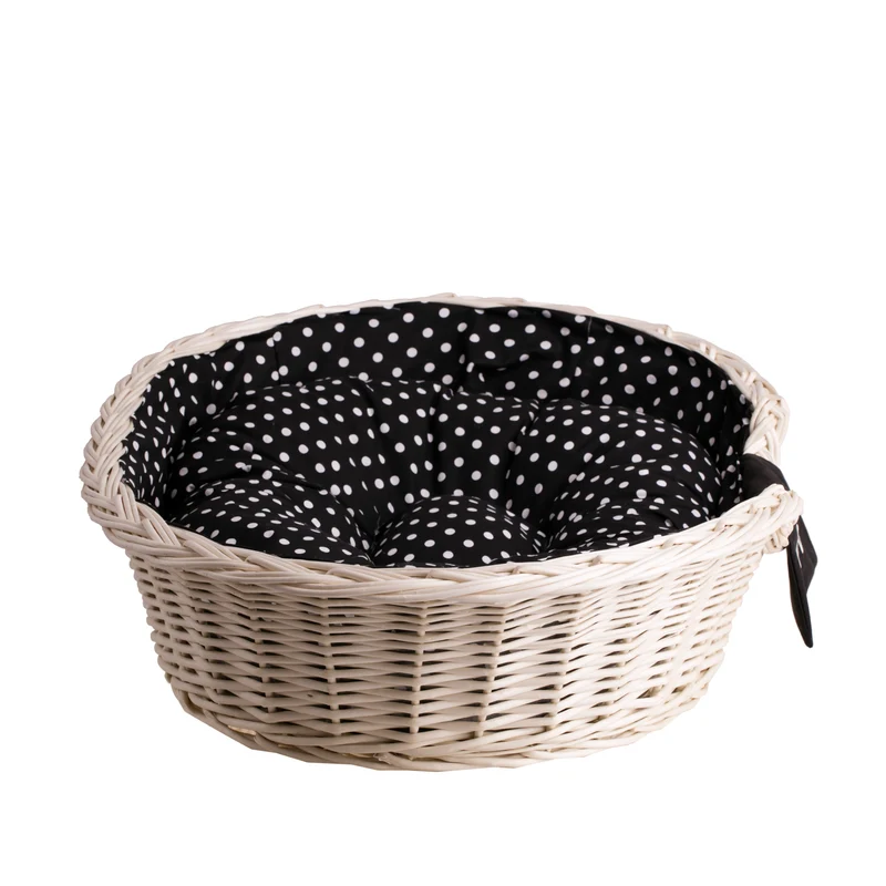 Esmira wicker basket for dog and cat with cushion, personalized TheWickerStories
