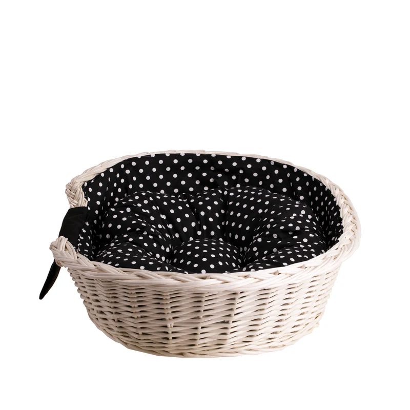 Esmira wicker basket for dog and cat with cushion, personalized TheWickerStories