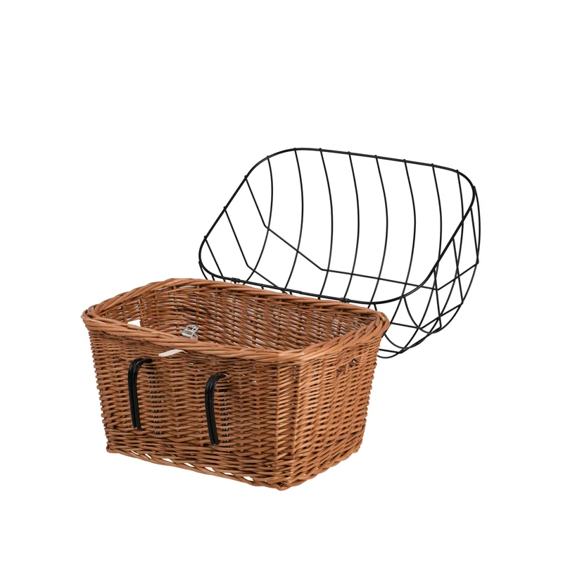 Timoria wicker bike basket for dog and cat, pet carrier for bicycle with lockable metal grate TheWickerStories