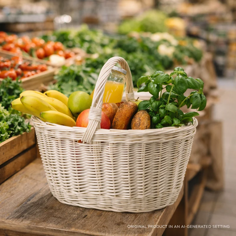 Walerissa shopping basket with wicker handle