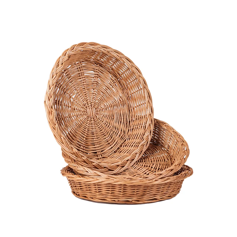 Tormina round wicker tray, display basket, pastry basket, set of 3 TheWickerStories