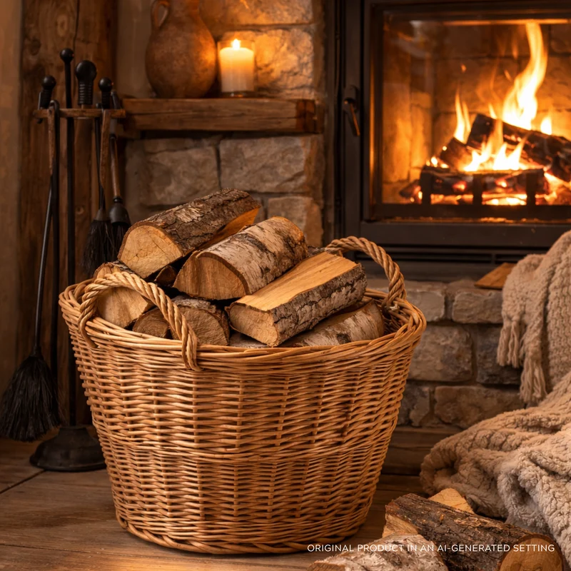 Flanoria wicker basket for garden and firewood, with handles TheWickerStories