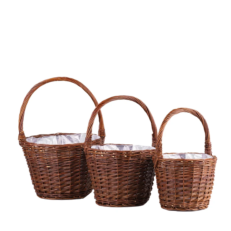 Valleria set of 3 wicker flower baskets for garden and balcony TheWickerStories
