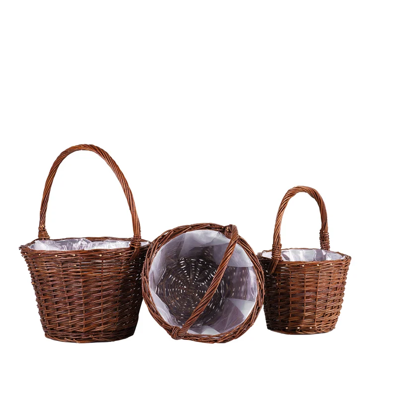 Valleria set of 3 wicker flower baskets for garden and balcony TheWickerStories