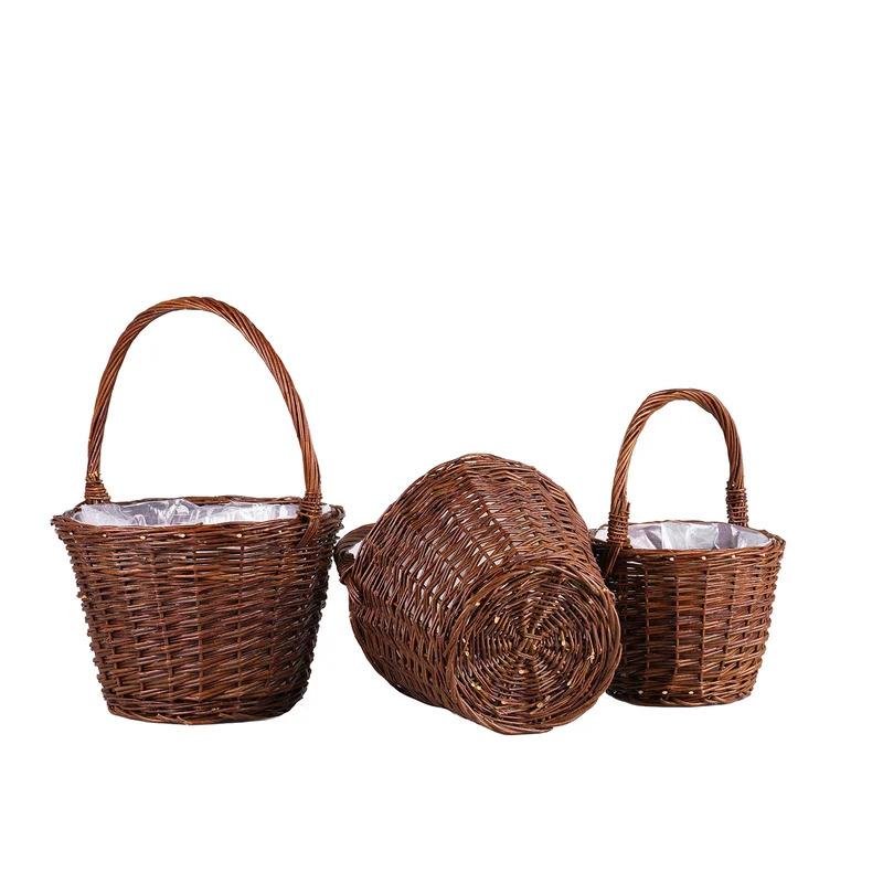 Valleria set of 3 wicker flower baskets for garden and balcony TheWickerStories