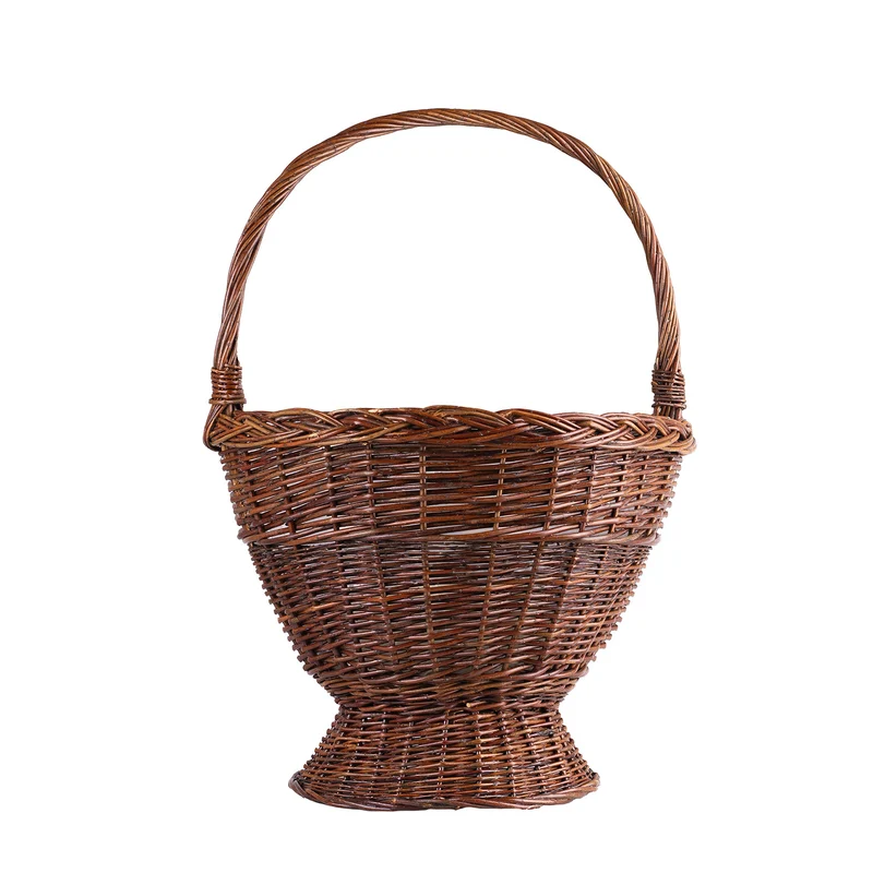 Zemira wicker garden basket for flowers and herbs, with handle TheWickerStories