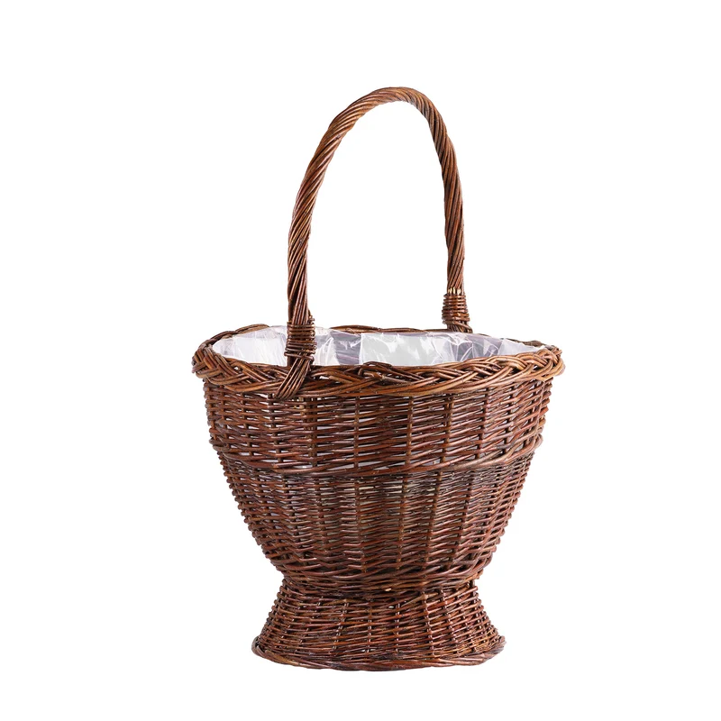 Zemira wicker garden basket for flowers and herbs, with handle TheWickerStories