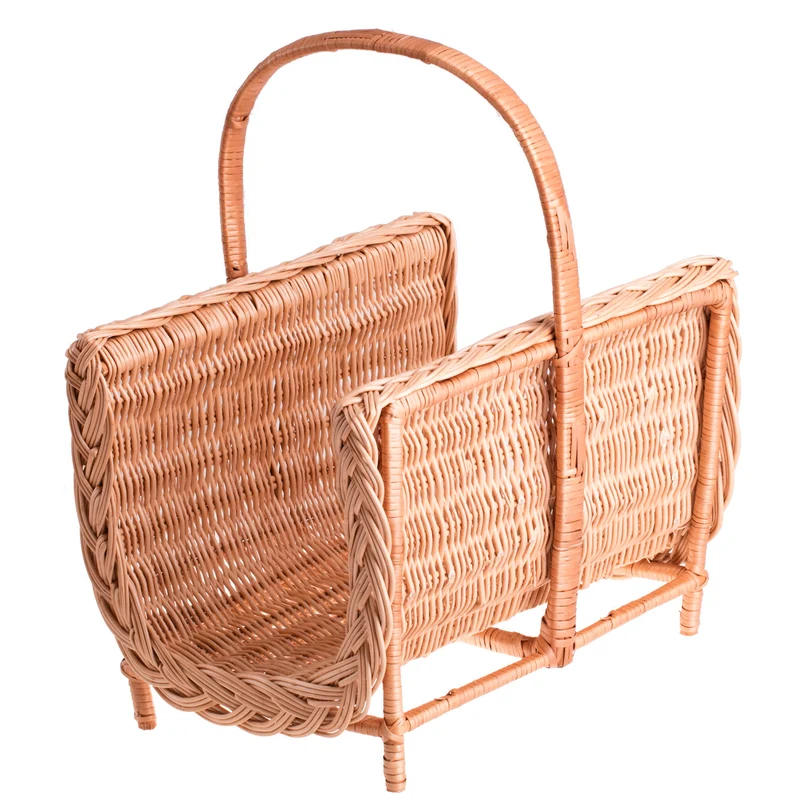 Ferla wicker fireplace wood basket with handle TheWickerStories