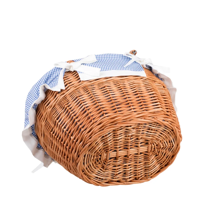 Wivell wicker shopping basket with blue trim and handles TheWickerStories