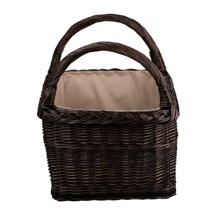 Fioras wicker firewood basket with beige trim and handles TheWickerStories