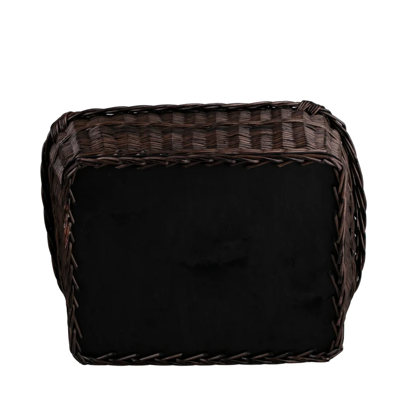 Fioras wicker firewood basket with beige trim and handles TheWickerStories