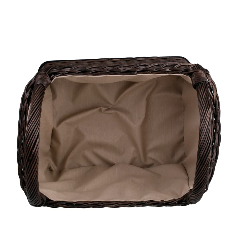 Fioras wicker firewood basket with beige trim and handles TheWickerStories