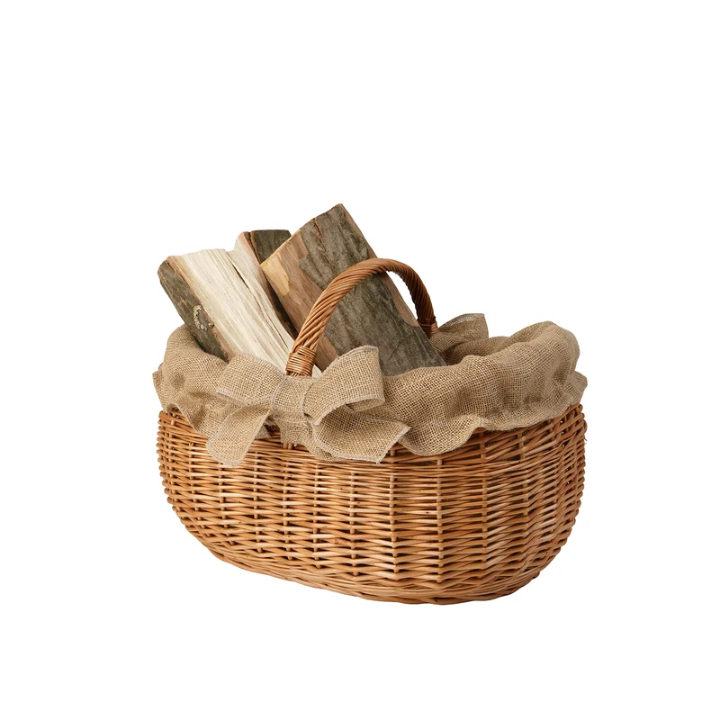 Faleria wicker basket for firewood, utility basket, garden harvesting basket with jute trim TheWickerStories