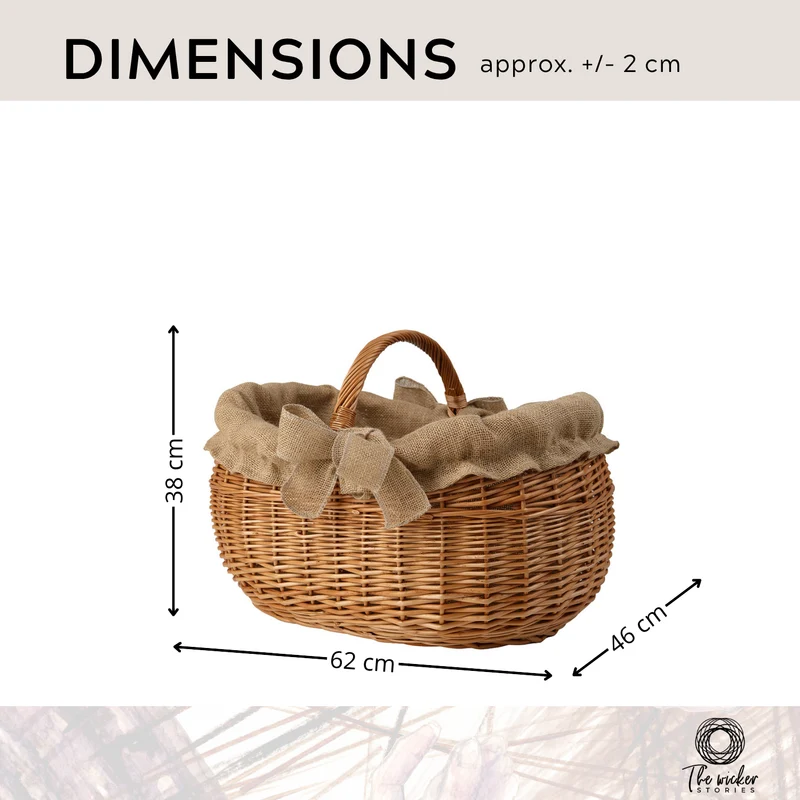 Faleria wicker basket for firewood, utility basket, garden harvesting basket with jute trim TheWickerStories