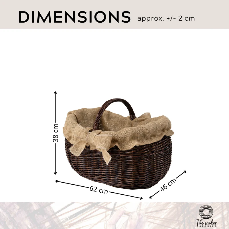 Faleria wicker firewood basket with jute trim and handle TheWickerStories