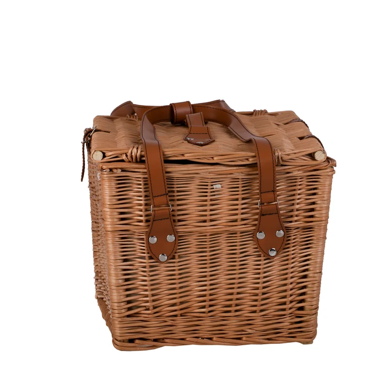 Kaviria wicker picnic basket with lid and leather straps TheWickerStories